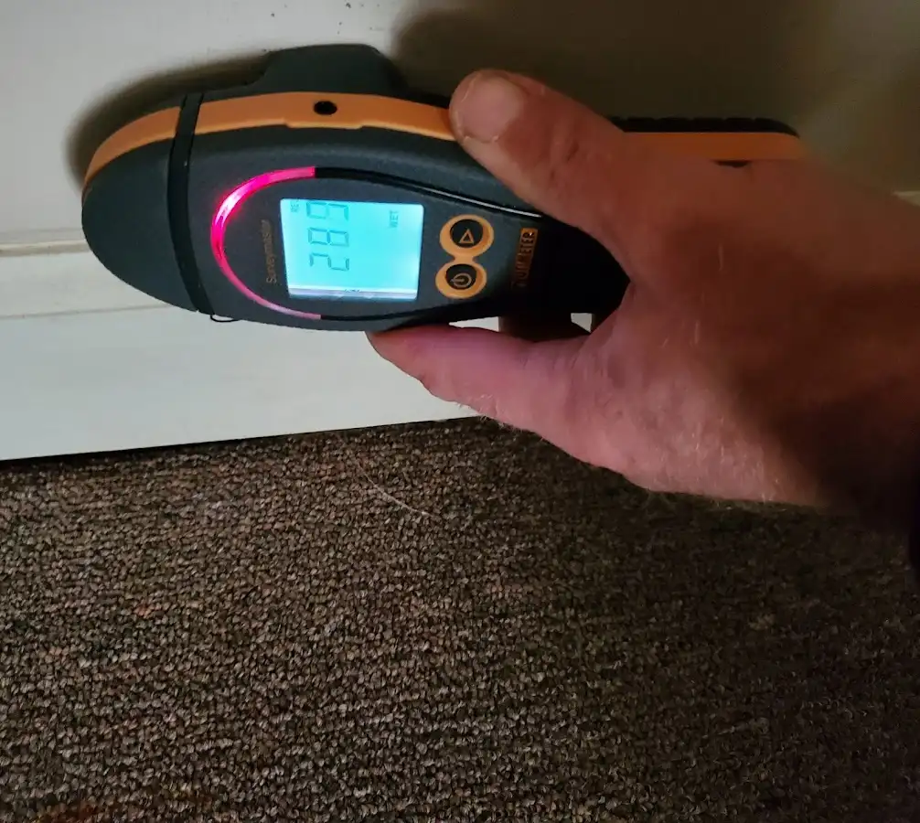 Moisture detection at baseboard during Sewage Cleanup & Sanitation in Little Rock